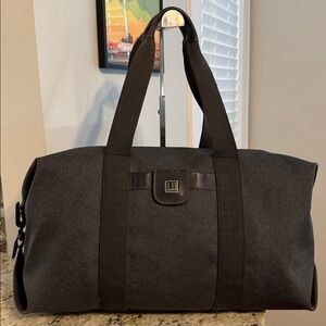 Dunhill Weekender Duffel Bag Gray Canvas & Leather Trim Convertible Travel